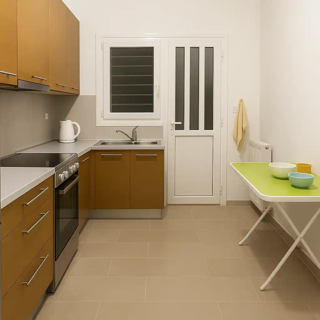 Modern Galley Kitchen with Green Accents Πολυτελές διαμέρισμα 140τ.μ. στον Άνω Παπάγο